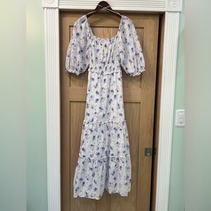LoveShackFancy X Target Gemma White Floral Tiered Prairie Maxi Dress